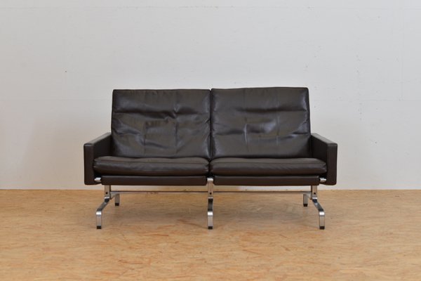 Mid Century Two Seater Leather Sofa By, Black Leather Mid Century Couch