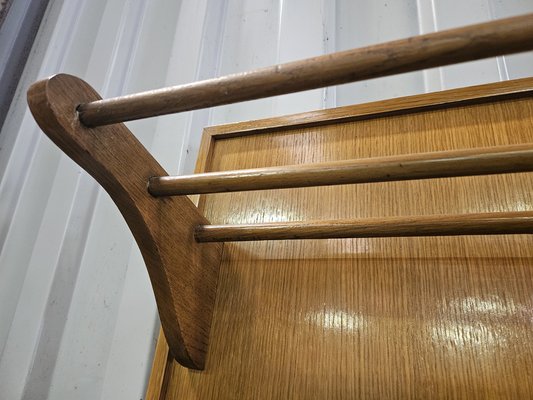 Wooden Wall Coat Hanger with Brass Hangers, 1950 for sale at Pamono