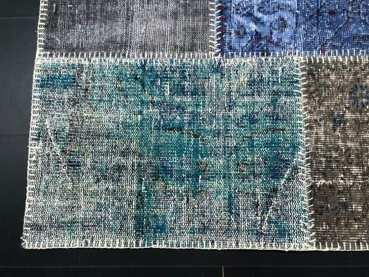 Tapis Patchwork Oriental Vintage Rond 160cm Vert/jaune - Fait Main Laine