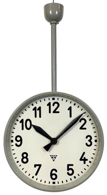 Large Industrial Double Sided Railway Clock from Pragotron, 1960s