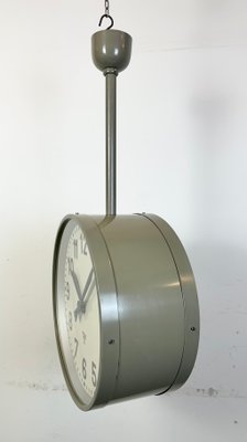 Large Industrial Double Sided Railway Clock from Pragotron, 1960s