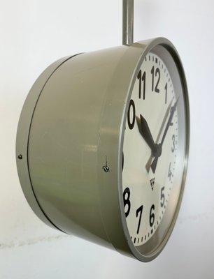 Large Industrial Double Sided Railway Clock from Pragotron, 1960s