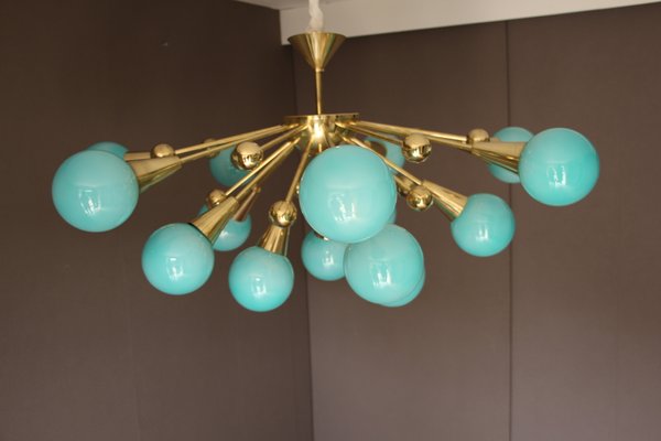 Turquoise Murano Glass Semi Sputnik Ceiling Light 1970s