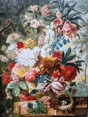 Joseph Nigg, Still Life with Flowers, Nest and Butterflies