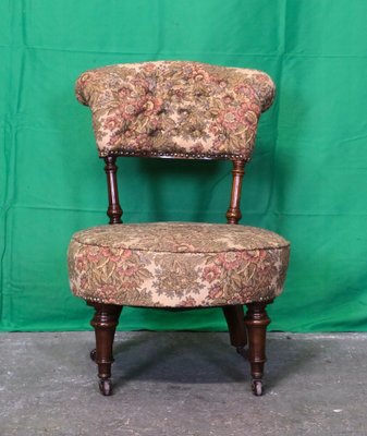 Victorian Nursing Chair with Flowers and Castors 1890 for sale at Pamono