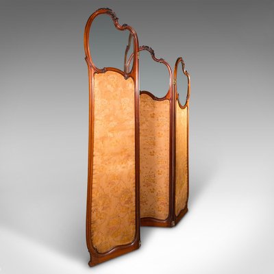 Franzsischer Jugendstil Paravent aus Nussholz & Glas, 1890er bei Pamono  kaufen