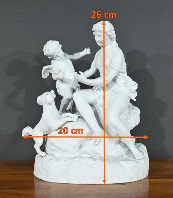 Biskuitporzellan-Skulptur von Venus und Amor, Ende 19. Jh