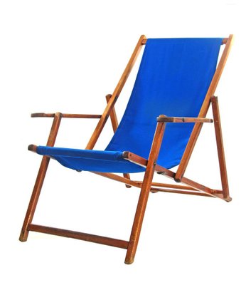 Blue Vintage Adjule Beach Chair For At Pamono Blue Vintage Adjule Beach Chair For