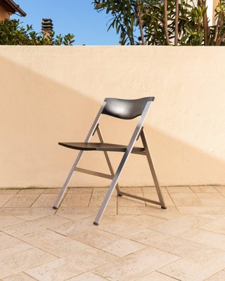 Steel and Black Plastic Folding Chair P08 by Justus Kolberg for