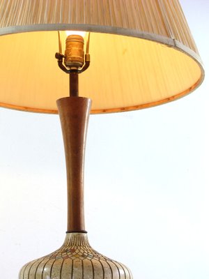 Vintage Plaster And Wood Table Lamp 1950s