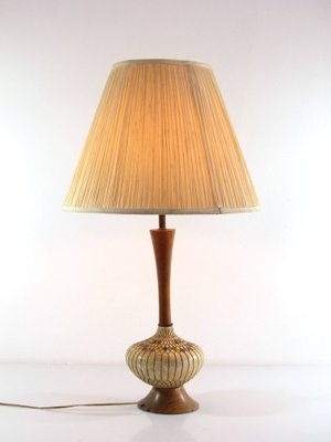 Vintage Plaster And Wood Table Lamp 1950s