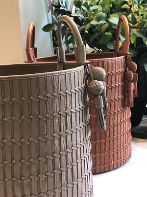 Paraty Indochina Croco Woven Leather Basket by Elisa Atheniense Home