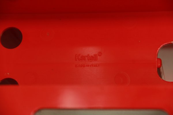 Vintage Red Plastic Carminio Magazine Holder by Giotto Stoppino