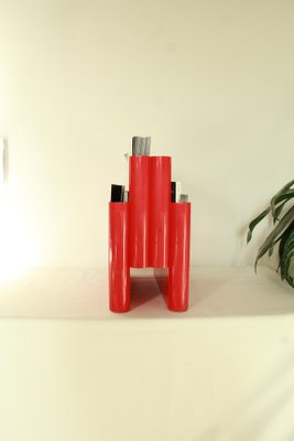 Vintage Red Plastic Carminio Magazine Holder by Giotto Stoppino