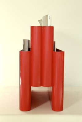 Vintage Red Plastic Carminio Magazine Holder by Giotto Stoppino