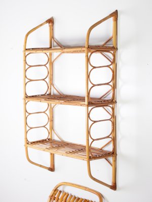 Mid-Century Rattan Entrance Hall Wall Shelves, 1960s for sale at