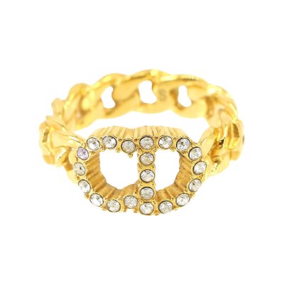 Clair D Lune Ring in Gold with Rhinestone from Christian Dior for