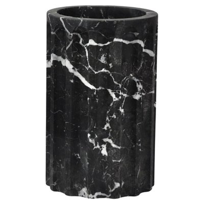 Handmade Column Vase in Satin Black Marquina Marble by Fiammetta V