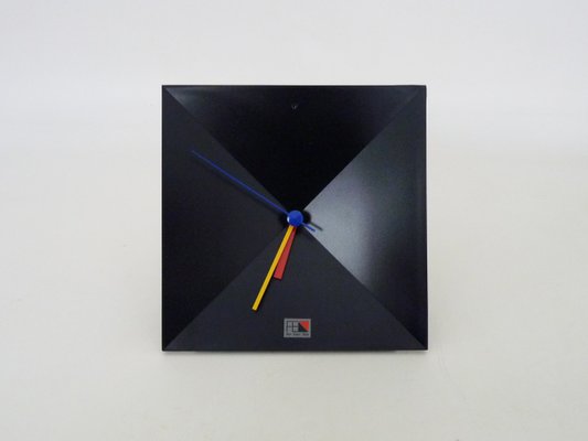 インテリア時計 SHISEIDO post modern table clock Postmodern Black Table Clock by Shiseido Japan, Memphis