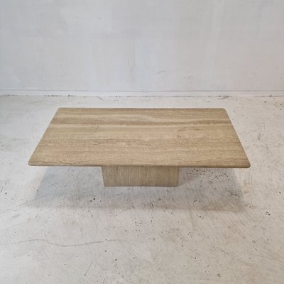 Italian Rectangular Coffee Table in Travertine, 1980s for sale at