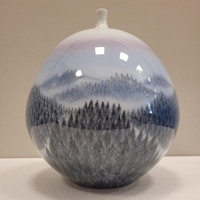 20th Century Arita Porcelain Vase Dawn in the Forest Fujii