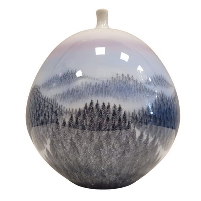 20th Century Arita Porcelain Vase Dawn in the Forest Fujii