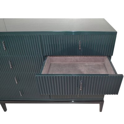 green emerald velvet dress Mid Century Modern 7 Drawer Fluted Dresser Wood Storage Cabinet – GiraTree main image 1