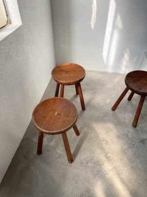 Brutalist Hammered Stools, 1950s, Set of 4 for sale at Pamono