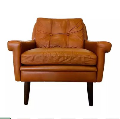 Mid Century Danish Leather Lounge Chair by Svend Skipper 1960s