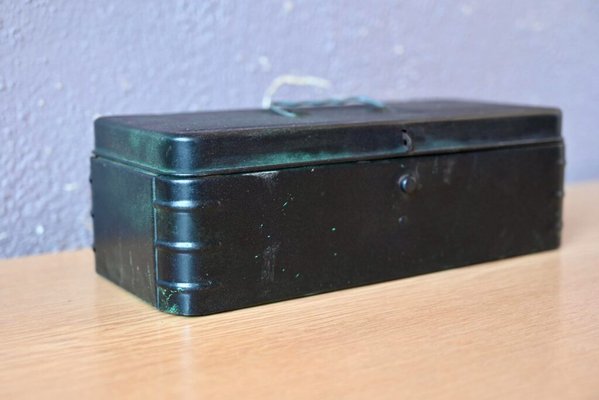 Industrial Style Black Metal Box, 1930s for sale at Pamono