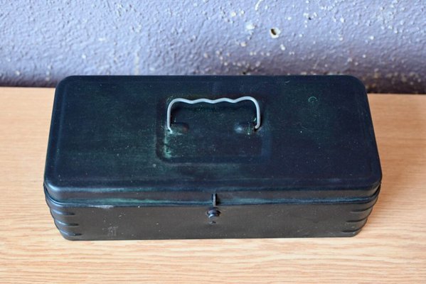 Industrial Style Black Metal Box, 1930s Industrial Style Black Metal Box, 1930s