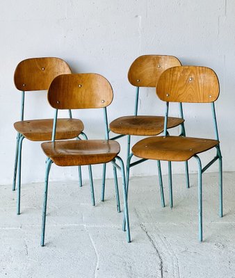 Vintage School Chairs 1970 Set of 4 for sale at Pamono