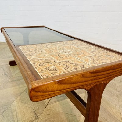 Mid-Century Long Glass and Ceramic Coffee Table from G-Plan, 1960s