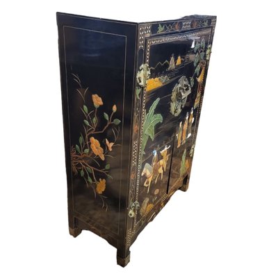 Chinese Black Lacquer Side Cabinet Chinese Black Lacquer Side Cabinet