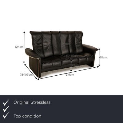 Stressless Soul Leather Three Seater Sofa in Black for sale at Pamono