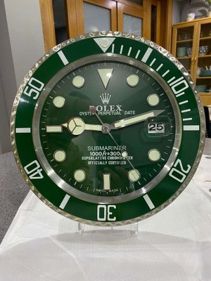 Oyster Perpetual Green Submariner Wall Clock from Rolex for sale at Pamono