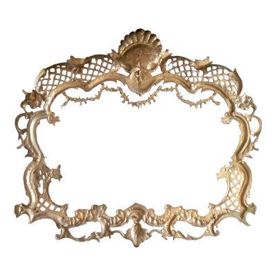 Grand Miroir Décoratif Style Louis XV En Chêne Et Marbre Blanc De Carrare – XXe Siècle