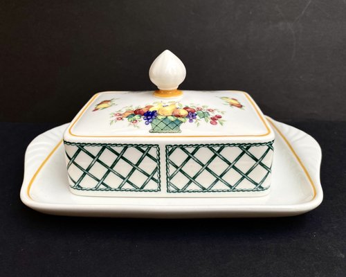 Vintage German Basket Rectangular Covered Butter Dish from