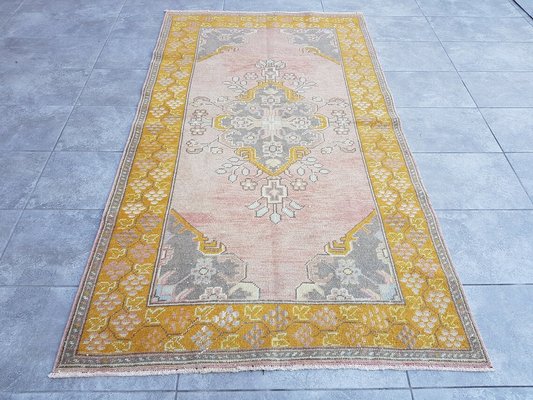 Vintage Muted Yellow Pink Rug, 1960s for sale at Pamono