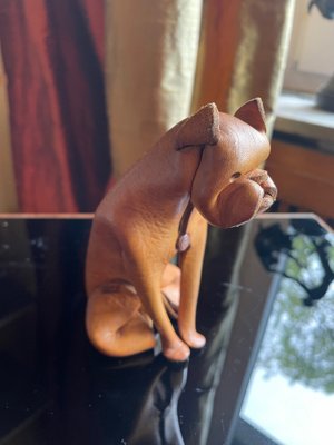 V*E様 50-60's Deru leather dog 西ドイツ製 犬 レザ Handmade Leather Dog from Deru, Germany, 1960s for sale at