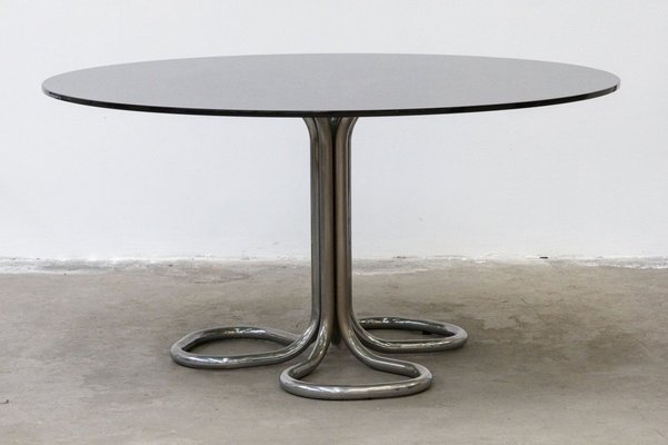 Smoked Glass Dining Table, Italy, 1970s for sale at Pamono