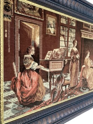 Large Tapestry Style Velvet Artwork in Large Wooden Frame 1950s for sale at Pamono