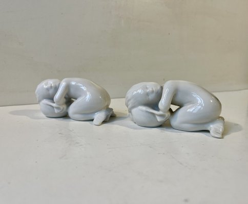Weiße Porzellanfiguren Meerjungfrau Kinder von Sadolin & Jespersen für Bing & Gröndahl, 1950er, 2er Set