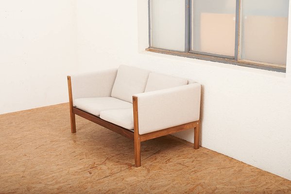 Fabric Sofa Ch162 in Wood Fabric with Fabric Kvadrat Hallingdal Hans J. Wegner for Carl Hansen 1965