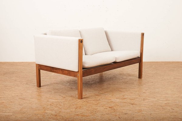 Fabric Sofa Ch162 in Wood Fabric with Fabric Kvadrat (Hallingdal) Hans  Wegner for Carl Hansen, 1965