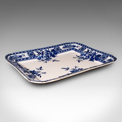Large English Victorian Turkey Ceramic Serving Dish, 1890s for