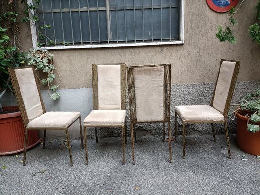 Vintage Chairs in Bamboo-Worked Iron, 1980s, Set of 4 for