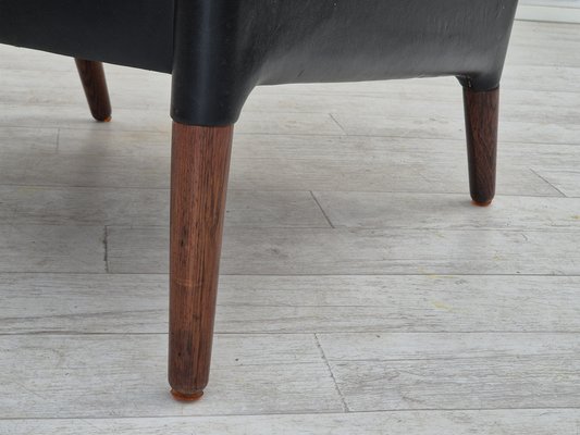 Danish Lounge Chair Model 55 in Leather and Rosewood by Kurt