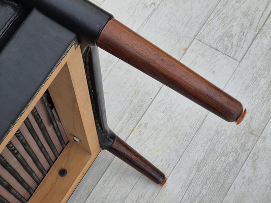 Danish Lounge Chair Model 55 in Leather and Rosewood by Kurt