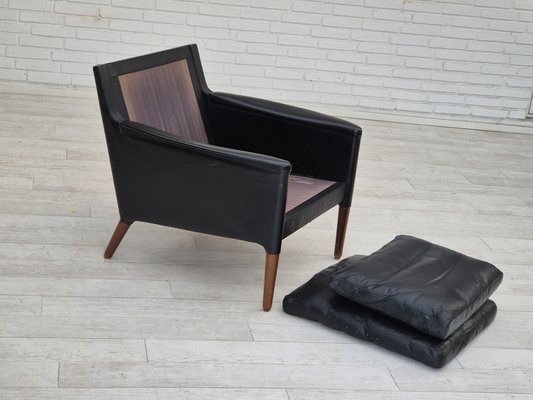 Danish Lounge Chair Model 55 in Leather and Rosewood by Kurt